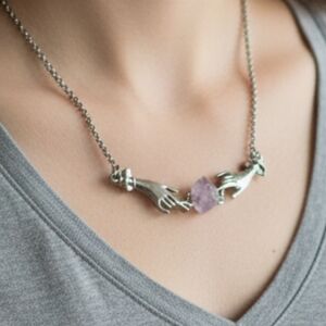 Silver and Purple Handcrafted Necklace